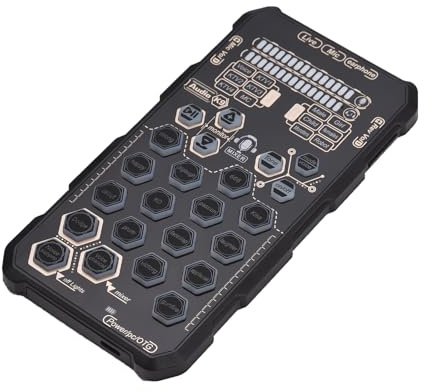 ACAGALA Live Sound Card Handheld Outdoor Portable DSP Sound Card Effect Device Audio Mixer Voice Changer Audio Card Sound Changer for Mobile Phone and Computer Singing Live-streaming