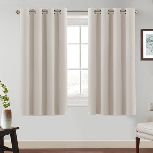BellaHills Cortinas Salon Cortina,Opaca Acústica Blackout - Aislante para Ventanas de Habitación/Salón,140x145 cm,Blanco Marfil