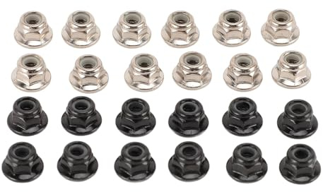 Keenso Sicherungsmuttern, Metall-M4-Flansch-Sicherungsmuttern-Set für 1/10 RC-Autos Wie SCX10 mit Rutschfestem Design, Kompakter und Einfacher Installation
