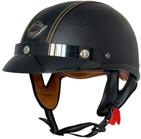 Caschi Jet E Demi-Jet Retro Moto Caschi Cromwell Vintage Certificazione DOTECE Casco Mezzo Retrò Moto Aperto Casco Portatile Per Uomini Donne Elmetto Scodella Quattro Stagioni M,M:57-58CM