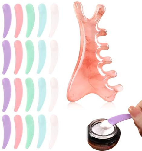 Quesuc 20 Pezzi Spatole Cosmetiche Con Spatola Per Massaggio Viso Kosmetikspatel In Plastica Spatole Multiuso Per Detergente Viso, Maschere, Creme E Lozioni Rosa, Bianco, Viola, Verde, Blu