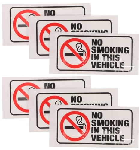 POPETPOP No Smoking Sign Stickers for Vehicles 6pcs Waterproof No Smoking Label Decals Warning Signs for Cars and Small Trucks