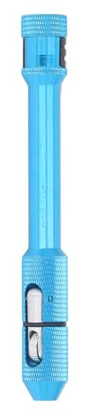 TIG Welding Pen Holder Finger Feeder Compatible with 1.0 mm to 3.2 mm Filler Wire - Blue Anodized Aluminum Body with Steel Pocket Clip - Manual Rod Feed Tool for Metal Fabrication