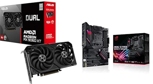ASUS Carte Graphique DUAL-RX9060XT-16G + Carte mère ROG Strix B550-F Gaming