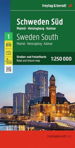freytag & berndt Straßenkarte Schweden Süd 1:250.000: Straßen- und Freizeitkarte Malmö - Helsingborg - Kalmar, Camping- und Stellplätze, Blatt 1