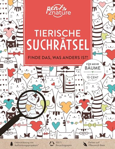 Tierische Suchrätsel - Finde das, was anders ist!: Witzige Wimmelbilder und Suchrätsel für Erwachsene und Kinder | 100% Recyclingpapier (pen2nature family)