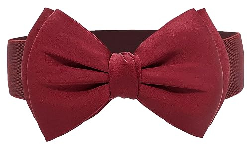 TeeYee Damen Mädchen Gürtel Klassische Retro Schleife Elastische Tailleband | Breiter Stretchy Waist Belt