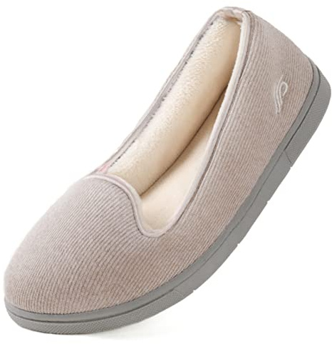 Wishcotton Zapatillas Mujer Casa de Espuma con Memoria, Pantuflas Ligeras para Mujer, Suela Antideslizante, Interior y Exterior, Gris, 40 EU