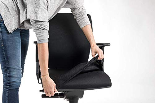CLEANCHAIR Bürostuhlbezug Sitzfläche (Größe Standard)- Waschbar - Schwarz | Professioneller Bezug für die Sitzflächengröße mit einer Grösse von ca. 40-52 cm Breite, ca. 40-52 cm Tiefe