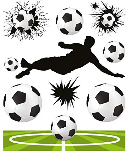 AVERY Zweckform 54991 Fensterbilder Fußball (9 Selbstklebende Fenstersticker, Fensteraufkleber und Deko für Fenster, Fensterfolie) mehrfarbig