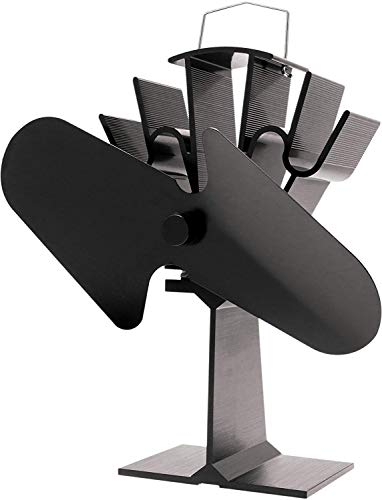 INGLENOOK 2 Blade Stove Fan Black Heat Powered Fan for Wood/Log Burners or Fireplace – Quiet Design – Circulates Warm/Heated Air – Eco-Friendly and Economical