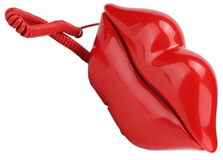 Telefono fisso WX-3061, telefono fisso a forma di labbra, telefono con filo, set di decorazioni multifunzionali per telefono da tavolo per hotel da ufficio(Rosso)