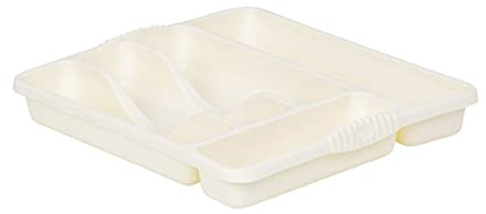Wham Soft Cream 5 Compartment Plastic Cutlery Holder Tray Drawer Organiser