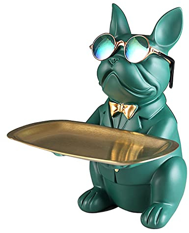 Vinbcorw Französische Bulldog Figur Edelstahl Tablett, Herausnehmbarem,Aufbewahrungsbox,Sparschwein,Obstschale Snacks Obstteller Früchtekorb Gemüse Süßigkeiten Regale