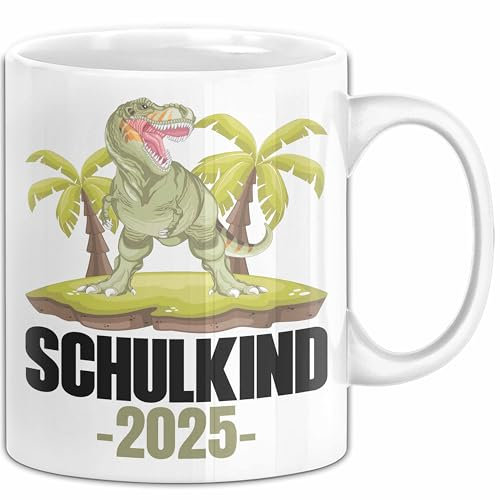 Einschulung Junge Geschenk für Schultüte Füllung Tasse Schulstart 1 Schultag Schuleinführung Schulanfang Geschenkidee Schulkind Jungs 2025 (Weiss)