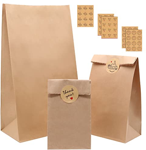 HUALIANG 60 pz Sacchetti carta kraft, sacchetti shopper carta per alimenti, buste regalo, bustine confetti laurea, sacchetti regalo di pasqua, Natale, Compleanno, Matrimoni, 3 formati