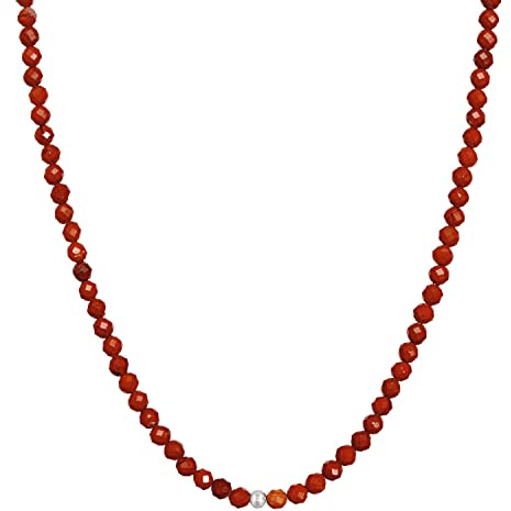 BERGERLIN Naturstein Perlenkette Damen Herren, facettiert, Gold/Silber | Facettierte Naturstein Perlenkette: bunte Halskette Damen & Herren, echte Edelsteine – vom deutschen Prüflabor bestätigt.
