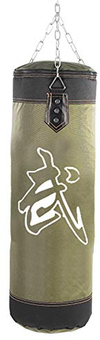 Boxen Trainingstasche, leer hängend Boxsack Fight Karate Heavy Sand Bag Fitness Target Bag Sport Hook Kick Sandsäcke mit Ketten Hakenkarabiner für Gym Taekwondo Home(100cm-Grün)