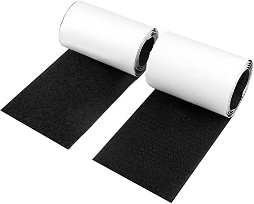 Totofy kardborreband, självhäftande, extra stark, industri, kardborreband, självhäftande, svart, lim, kardborrband, för väggar, golv, dörr, plast, glas, 10 cm bredd 1 meter lång