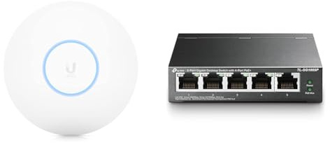 Ubiquiti UniFi 6 Pro Access Point mit TL-SG1005P 5-Port Gigabit PoE Switch, 65 Watt, IEEE-802.3af/at, Plug-and-Play