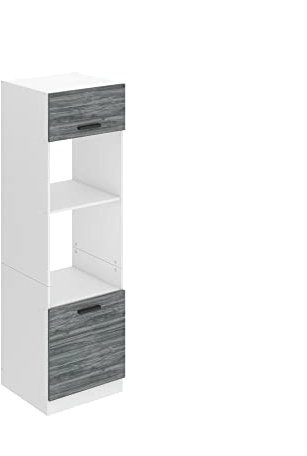 BELINI Mikrowellenschrank 60 x 204 cm Hochschrank, Glamour Wood | Mikrowelle Schrank, Küchenschränke, Küche, Küchenbuffet mit 2 Türen und 2 Regalen, Kommode, Küchenregal