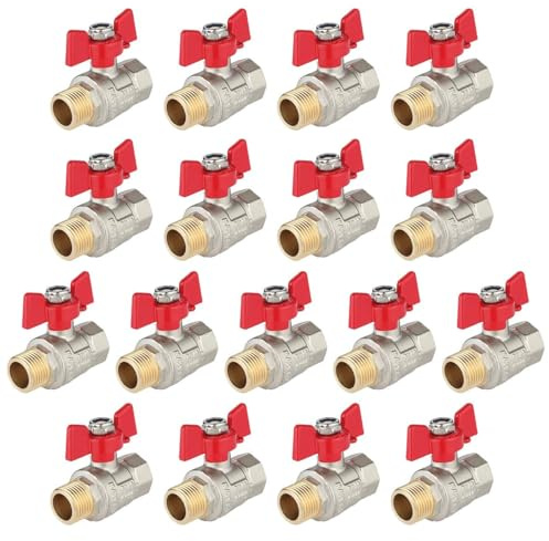 zencQ Kugelhahn mit Verschraubung 1/2 Zoll MF, Messing Kugelhahn mit Flügelgriff, Kugelventil aus Messing Anschluss mit Innengewinde und Außengewinde Flügelgriff für Industrie,Wasserpumpen(1/2 17x)