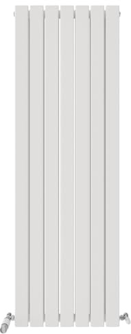 iBathUK Apex Wall Mounted Vertical Double Slim Flat Panel Radiator, 7-Column Steel, Hydronic Central Heating, High Thermal Output, Modern Designer Radiator for Bathroom in Matt White, 1600x532 mm