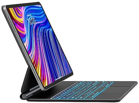 Earto Tastiera iPad Air 13 (M2 2024/M3 2025), Tastiera iPad Pro 12,9 (6/5/4/3 Gen), Magic Style Keyboard iPad Pro 12,9, Magnetico Galleggiante Design con Touchpad, 7 Colori di Retroilluminazione, Nero