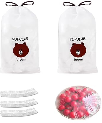 200 Pièces Sac de Conservation Alimentaire,Sac Conservation Reutilisable,sacs de conservation des aliments en plastique, Élastiqués Prévenir Les Fuites (A)