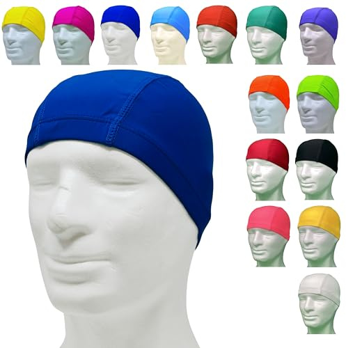 AQASKIN Cuffie Nuoto Professionali in Lycra - SCONTI QUANTITÁ - In Confezioni da 50pz - Anallergica Senza Lattice nè Silicone - Cuffia Mare e Piscina in licra Unisex, Acquagym