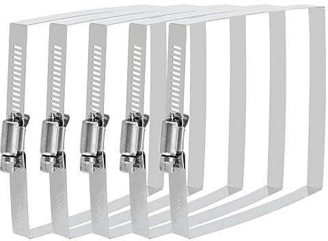uxcell Rectangular Hose Clamps, 4 x 4 304 Stainless Steel Square Duct Pipe Clamp for Ducting, Securing Hose, Cable and Bridge Project Application, Pack of 5