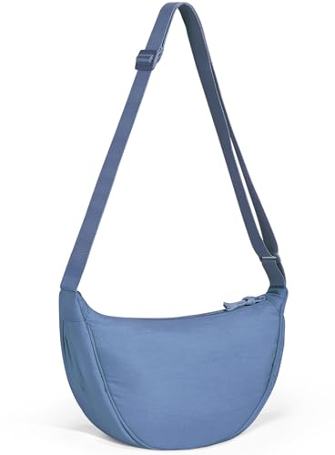 Yuson Girl Bolso Cruzado para Mujer Media Luna Bolso de Hombro Pequeña Nailon Crossbody Bag Bolso Hobo Impermeables Color Sólido Bandolera para Viaje, Compras, Escuela, Oficina(Azul lago)
