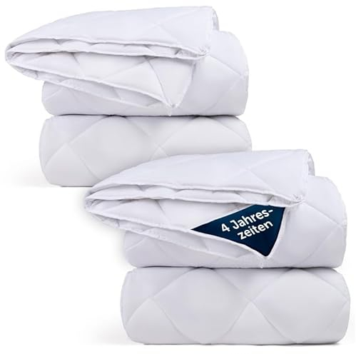 Blumtal 4 Jahreszeiten Bettdecke 135 x 200 cm im 2er Set - Oeko-TEX zertifizierte und anpassbare Steppdecke 135x200cm - zusammenknöpfbare Vier-Jahreszeiten-Bettdecke - Sommerdecke + Winterdecke Kombi