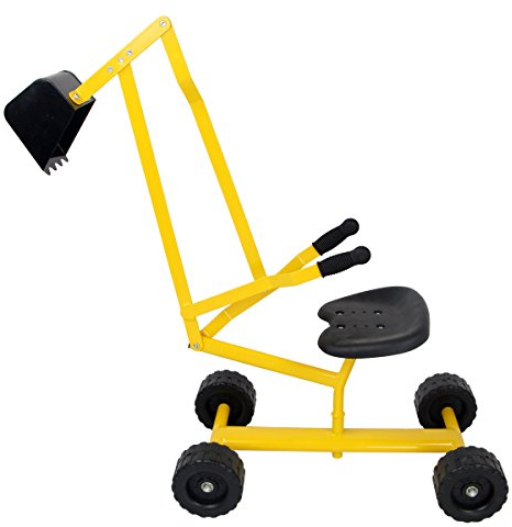 COSTWAY Sitzbagger 360° drehbar, Bagger zum Draufsitzen Metall mit Schaufel & Rädern, Bagger Sandkasten, Aufsitzbagger Sandbagger für Kinder ab 3 Jahren (Gelb)