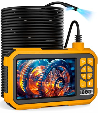 Telecamera endoscopica con luce 30 m, schermo IPS da 4,5 pollici, doppia camera tubolare, 1080P 7,9 mm, telecamera di ispezione IP67, impermeabile industriale endoscopio con 8 + 1 luci LED