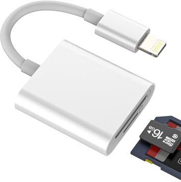 Lightning auf SD-Kartenleser (2-in-1) für iPhone 14 Pro Max, Adapter, Digitalkamera, Micro-SD-Speicher, TF-Flash-Speicherübertragung, Dual-Slot für Apple, MFi-zertifizierter Konverter für iPad,