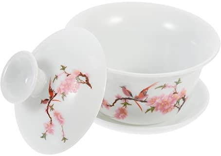 SHOWERORO Chinesischer Stil Keramik Teeservice Set Mit Deckel Tee Tassen Für Jasmintee Grünen Tee Zuhause Oder Büro Als Geschenkidee
