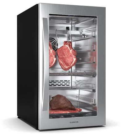 Klarstein Reifeschrank, 88L Fleischreifeschrank mit Temperatur & Luftfeuchtigkeitskontrolle, Antibakterielle UVC-Beleuchtung, Touch-Bedienfeld, Doppelt Verglaste Tür, Ideal für Zuhause & Gastronomie