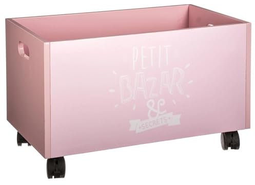 WELL HOME MOBILIARIO & DECORACIÓN Cofre de juguetes rosa con ruedas MDF 48x28x28,5cm