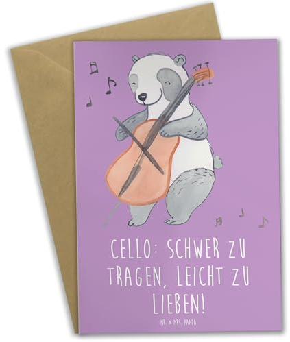Mr. & Mrs. Panda Grußkarte Cello Liebe - Geschenk, Lernen, einladungskarten, weihnachtskarten, Musiker, Solo, hochzeitskarten, Streichinstrument, Musikinstrument, Instrument, Musik, osterkarte