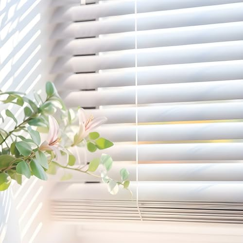 Persianas Venecianas de Vinilo PVC con cordón autobloqueo, Soportes Ocultos y Fácil Instalación Montaje en Pared o Techo. Persiana Veneciana y estores enrollables STORESDECO Blanco 150x160 cm