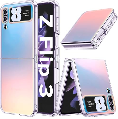 2Buyshop Cover per Samsung Galaxy Z Flip 3 Custodia Antiurto con Effetto Iridescente Protezione Custodia Anti-Impronte Anti-Graffio e Retro Rigida in PC Cover per Samsung Galaxy Z Flip 3 Case