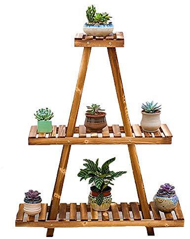 PUFAHAU Flower Stand Floor Standing Flower Pots Wooden Flower Stand 3-Tier Hanging Plant Wooden Planter Stand Shelves Storage Box For Planter Pots For Outdoor Planters For Indoor Gardens