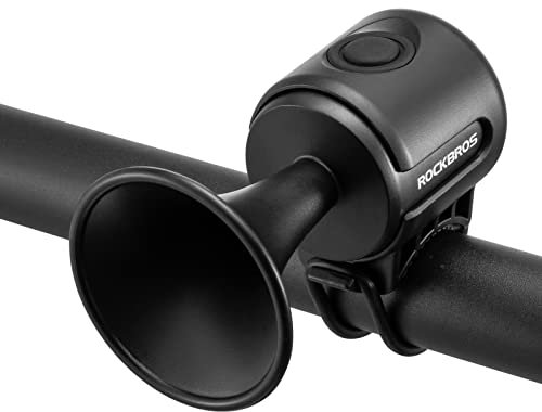 ROCKBROS Campanello Bici Elettronico, 120dB Clacson Bici per Adulti Bambini, Clacson Elettronico per Biciclette, Mini, Resistente all'Acqua, Nero