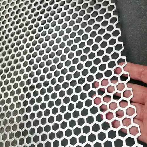 COYOUCO Lamiera Forata Acciaio Inox 304 Esagonale | Pannello Rete Metallica Decorativa | Griglia Ventilazione, Protezione Filtro per Mobili, Fai da Te & Esterni,Thick 1.3mm,50x50cm Dia 10mm