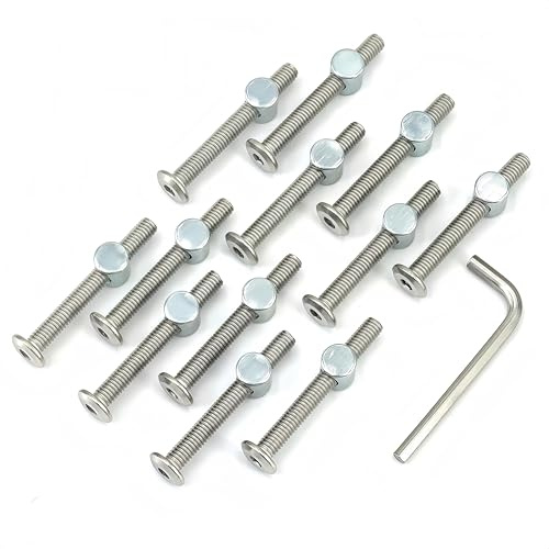 Kit di viti per culla, bulloni e dadi per telaio letto, parti per culla, viti per letto a castello, 12 pezzi M6 x 45 mm, kit assortito per Dream on me, Delta, Graco, Fisher Crib, acciaio al carbonio