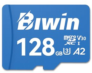 Biwin MS210 Micro SDXC SD Memory Card 128GB, Up to 210 MB/s, UHS-I V30 4K UHD A2 U3 SD Card for Digital Camera, Smartphones, Action Cams, Drones