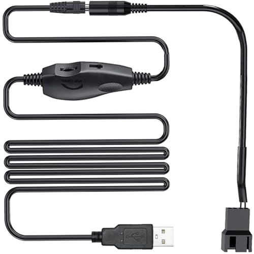 RUNCCI-YUN regulador de ventilador 12V USB,USB DC 5V Refuerzo a 12V 2 pines controlador velocidad ventilador con 3/4 pines Cable adaptador de corriente ventilador