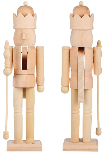 TOGEVAL Cascanueces Pintar para Bricolaje Figura Clásica Soldado Cascanueces de Decoración Artesanal Navideña Educativa Muñeco DIY con Superficie Lisa para Pintar y Personalizar