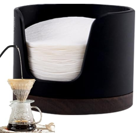 Porte-paperfilter à - Récipient de distribution de filtres de remplacement rond, support de filtre à café portable, stockage anti-poussière avec couvercle, ferme vintage